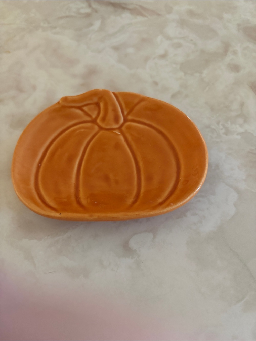 Orange Pumpkin Ceramic Trinket Dish